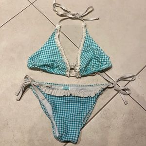 Blue White Gingham Bikini Set